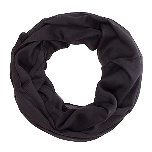 Lolus Damen Loop Rundschal Hals-Tuch in verschiedenen Farben und Blumen Muster Accessoires Schal (U1 schwarz) von Lolus