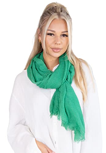 Lolus Dünner, leichter und weicher Uni Damen Schal in gewellter Struktur - Isabella (grün, One Size) von Lolus