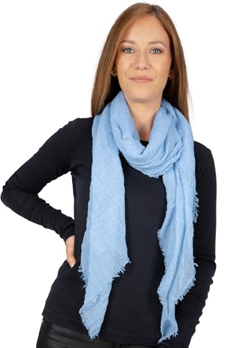 Lolus Dünner, leichter und weicher Uni Damen Schal in gewellter Struktur - Isabella (hellblau, One Size) von Lolus