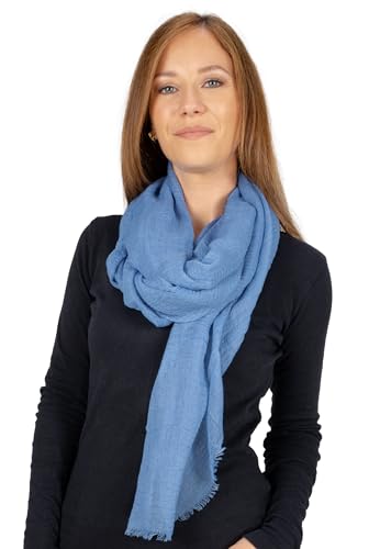 Lolus Dünner, leichter und weicher Uni Damen Schal in gewellter Struktur - Isabella (jeansblau, One Size) von Lolus