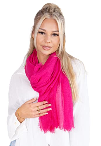 Lolus Dünner, leichter und weicher Uni Damen Schal in gewellter Struktur - Isabella (pink, One Size) von Lolus