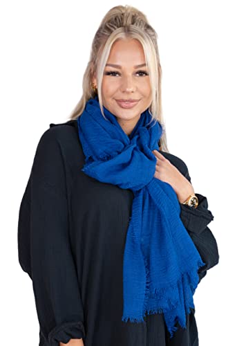 Lolus Dünner, leichter und weicher Uni Damen Schal in gewellter Struktur - Isabella (royalblau, One Size) von Lolus
