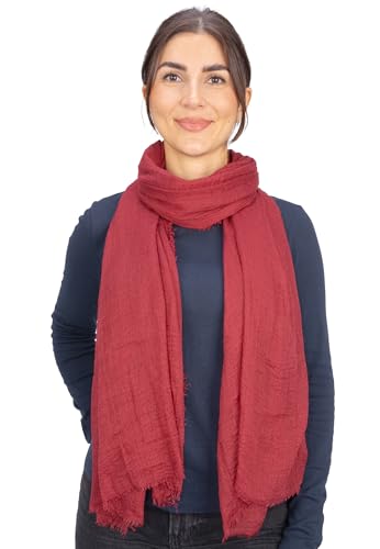 Lolus Dünner, leichter und weicher Uni Damen Schal in gewellter Struktur - Isabella (bordeaux, One Size) von Lolus
