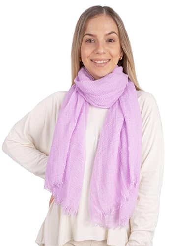 Lolus Dünner, leichter und weicher Uni Damen Schal in gewellter Struktur - Isabella (flieder, One Size) von Lolus