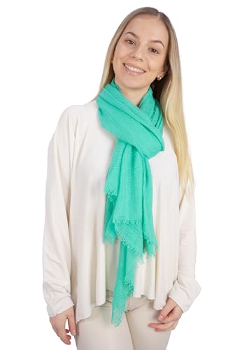 Lolus Dünner, leichter und weicher Uni Damen Schal in gewellter Struktur - Isabella (seegrün, One Size) von Lolus