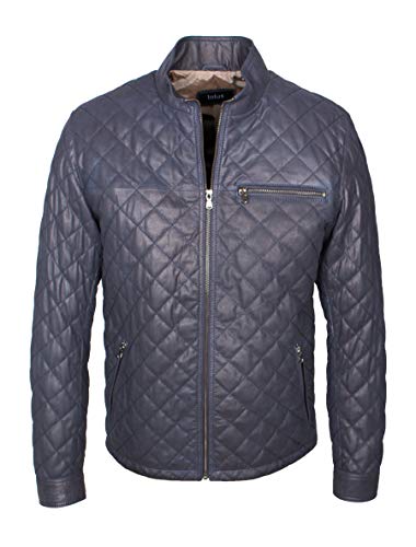 Lolus - Elegante Herren Stepp Lederjacke Tale 2 - aus geschliffenem feinstem Lammnappa Leder (Nubuk/Velours Stil) (Parliament Blau, 58) von Lolus