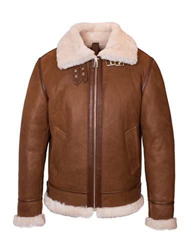 Lolus Herren Premium Lammfelljacke mit weichem und hellem Lammfell - Vonrock (62, cognac) von Lolus