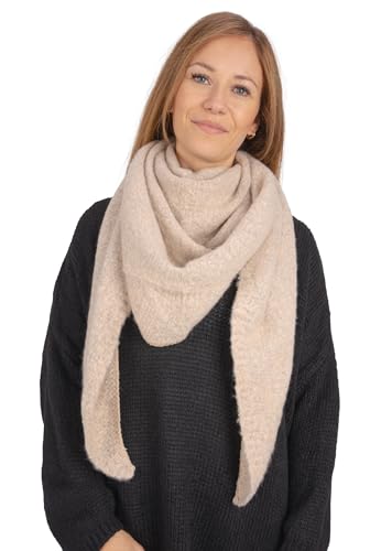 Lolus Kuschelig weicher Damen Schal in dreieck Form uni Farben Accessoires - Paola (beige DR1) von Lolus