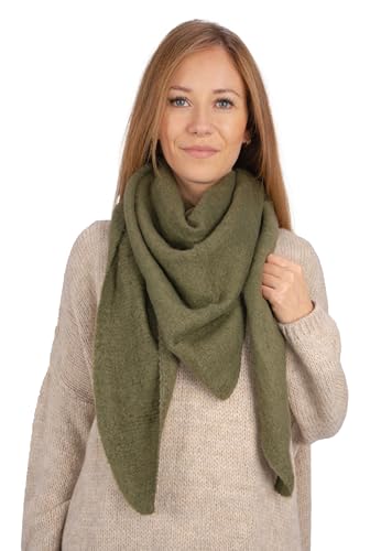 Lolus Kuschelig weicher Damen Schal in dreieck Form uni Farben Accessoires - Paola (khaki DR2) von Lolus