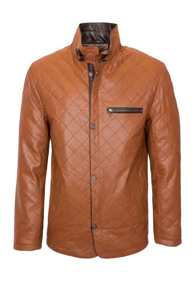 Lolus Lederjacke Leno Cognac Dunkelbraun Elegante Stepp Lederjacke aus weichem Lammleder von Lolus