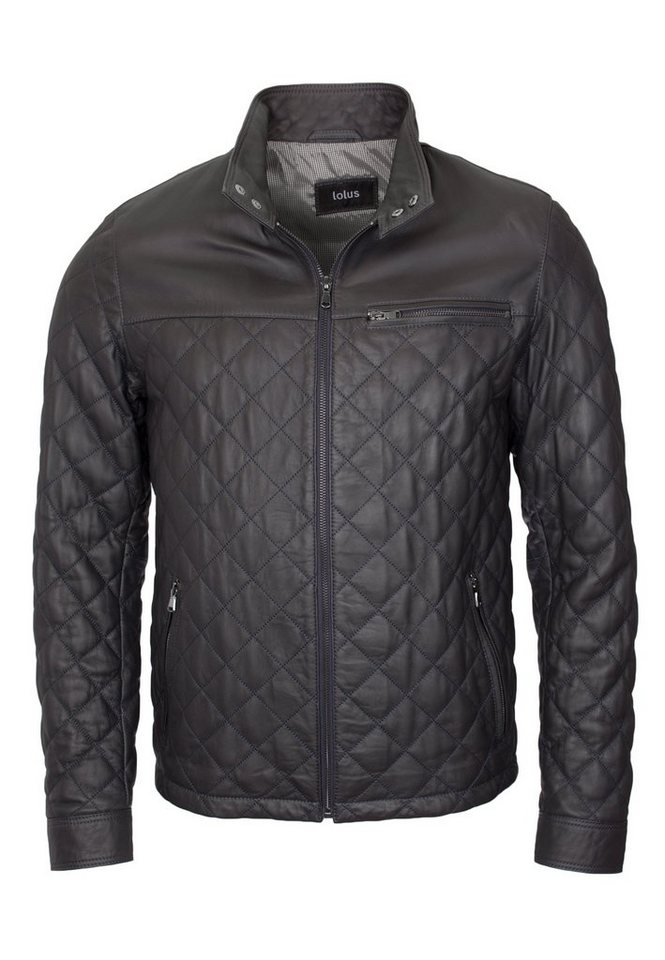 Lolus Lederjacke Tale Dunkelblau Sportlich elegante Teil gesteppte Lederjacke aus Lammnappa Leder von Lolus