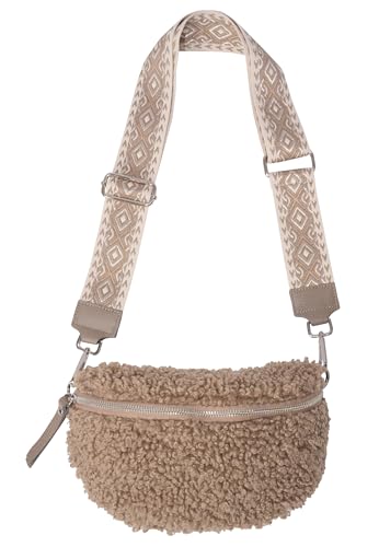 Lolus Mittelgroße Gürteltasche Crossbody Bag Stofftasche Umhängetasche - Curly (dark taupe) von Lolus