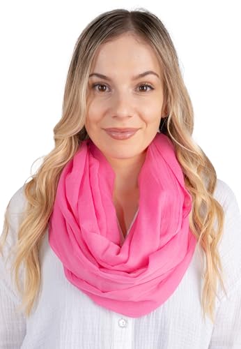 Weicher und leichter Damen Loop Schal Uni Farben Rundschal Ganzjahres Schal Schlauchschal Accessoires - Carina (Light Pink P12) von Lolus