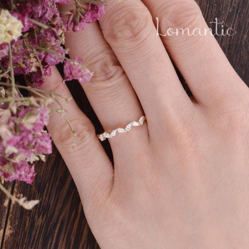 Birnchen Moissanite Cluster Ring Stapeln Ehering Frauen Versprechen Vintage Zierliche Band Minimalist Einzigartiges Jubiläum Geschenk von Lomantic