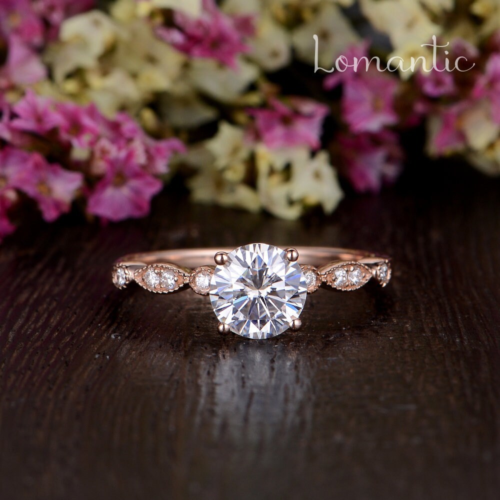 Lab Grown Diamant Ring Igi Geschätzt Verlobungsring Rose Gold Einzigartig Solitär Ering Art Deco Stapelring Versprechen Frauen von Lomantic