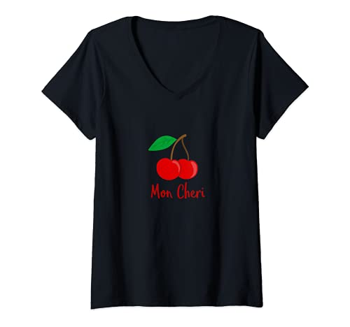 Damen Mon Cheri Kirsch-T-Shirt T-Shirt mit V-Ausschnitt von Lombo's Tee's
