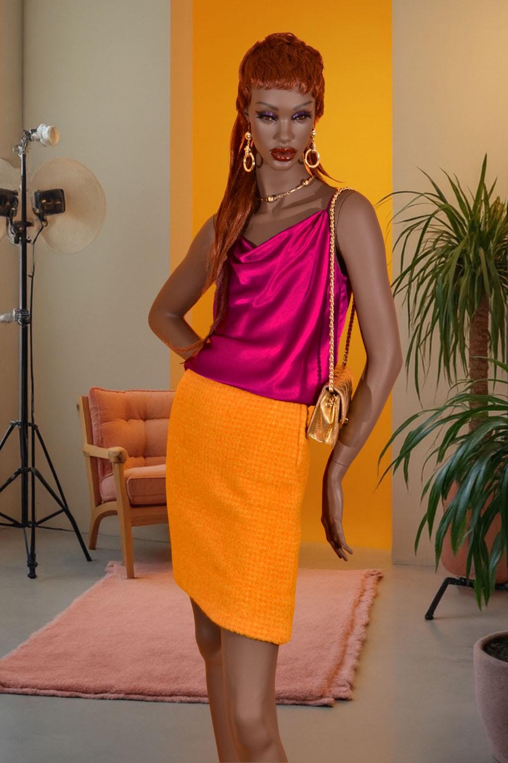 Vintage Satin Magenta Cowl Neck Tank Top/ 80Er/ 90Er Jahre/ Bluse/ Größe 38 von LomeliVintage