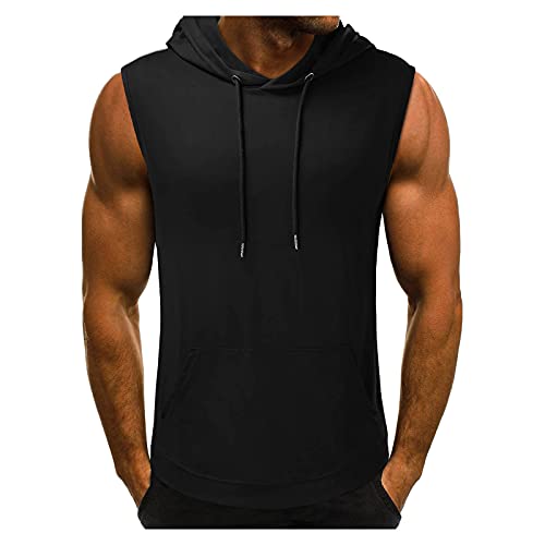 Ärmellose T-Shirts Herren Festival Outfit Sommer Mit Kapuze Tanktop Sommer Trägershirt Mit Kapuze Gym T-Shirts Tshirt Mit Kapuze Lung Tanktops Unterhemd Axelshirt von Lomelomme