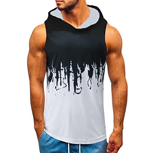 Ärmellose T-Shirts Herren Festival Outfit Sommer Mit Kapuze Tanktop Sommer Trägershirt Mit Kapuze Gym T-Shirts Tshirt Mit Kapuze Lung Tanktops Unterhemd Axelshirt von Lomelomme