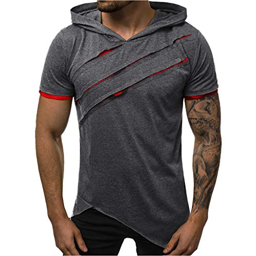 Axelshirt Herren Tshirt Kurzarm Sommer Trägershirt Kurzarm Tank Top Sommer Mit Kapuze Muskelshirts Tanktop Sommer Sleeveless T-Shirts Funktionsshirt Pullover von Lomelomme