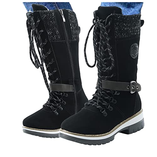 Boots Damen Gefüttert Hoch Knielang Schneeschuhe Schnürriemen Platform Stiefel Wasserdicht Wanderschuhe Stiefel Sicherheitsschuhe Schneeboots Winterstiefel Westernreitstiefel Schneeschuhe Sale Mädchen von Lomelomme