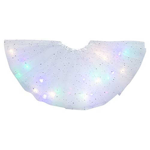 Fauean Karneval Kostüm Tüllrock Damen LED Balletttanz Rock 3-Lagen Tanzkleid Ballkleid Glänzend Festliche Unterrock Sexy Netz-LED-Schichtrock von Lomelomme