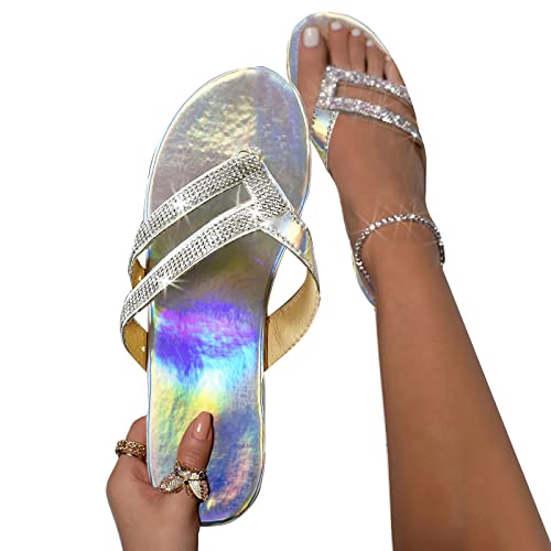 Flip Flops Damen Sommer Bohemian Sommer Sandals Pantoletten Flip Flops Mode 42 Flache Schuhe Sommerschuhe Zehentrenner Peep Toe Slip-On Comfort Weich Freizeitschuhe Sandalen von Lomelomme