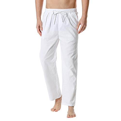 Hippie Haremshose Herren Leinen Hose Luftige Slim Fit Linen Pants Islamische Sommerhose Dünne Erkek Pantolon Leinenhose Haremshose Leichte Weisse Hosen Schlupfhosen Herrenhosen von Lomelomme