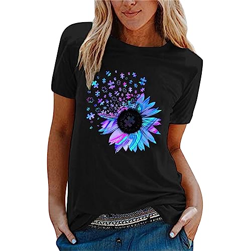 Italienische Mode Tshirt Damen Sommer - T-Shirt Damen Sommer Kurzarm Mode Motiv Sommershirt Casual Rundhals Damenbluse Hemd Bluse O-Ausschnitt Kurzen Ärmel Oberteil Tops Pullover von Lomelomme