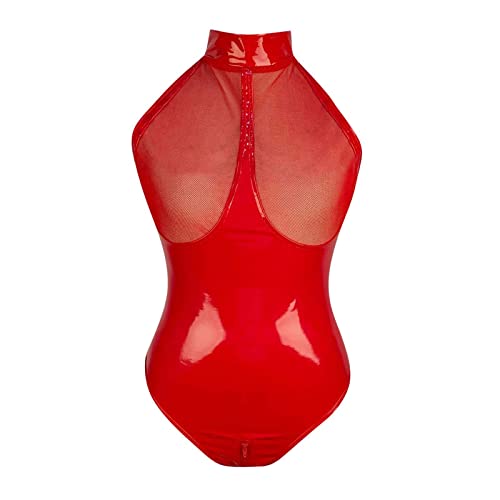 Lack Und Leder Sexy Frauen Bodycon Schwarz Reizwäsche Body Lederoptik Korsett Wetlook Dessous Bodysuit Dessous Latex Babydoll Unterwäsche Lingerie Shapewear von Lomelomme