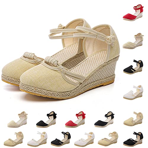 Lomelomme Damen Klassische Ballerinas, Runde Zehe Komfort Sommerschuhe Faltbare Geschlossene Espadrilles Pump Bequem Lässig Flache Schuhe von Lomelomme