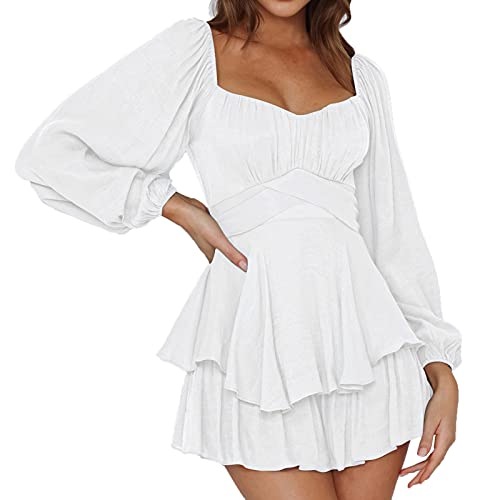 Lomelomme Elbise Damen Kawaii Curvy Rüschenkleid Off Shoulder Piratenkleid Party Kleider Weißes Dress Outfit Geburtstag Sexy Dresses Piratenkostüm von Lomelomme