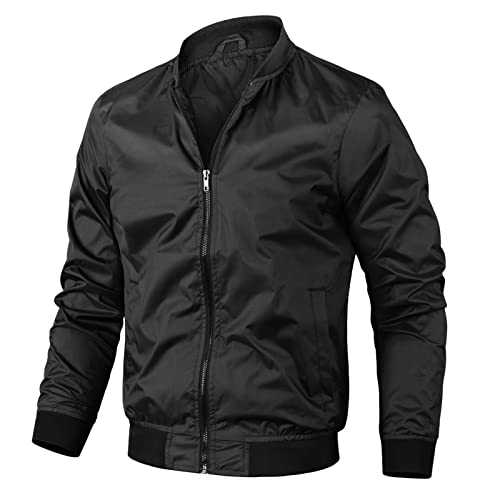 Lomelomme Herbstjacke Herren Winter Reißverschluss Mode Übergangsjacke Blouson Jacke Herbst Winter Dünne Herbstjacke Bomberjacke Fliegerjacke Männer Stehkragen Sweatjacke Jacke Pilotenjacke von Lomelomme