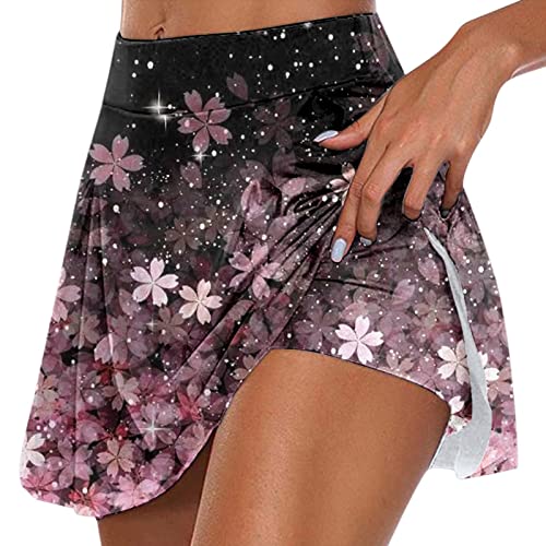 Lomelomme Sportrock Damen Mit Hose Yogahose Hohe Taille Kurze Hosenröcke Fahrrad Tennisrock 2In1 Tennis Sportrock Hosenrock 1 Sommer 2023 Sportrock Skirt Skirt von Lomelomme