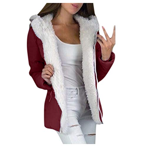 Lomelomme Winterjacke Damen Günstig Kurz Dicker Fleecejacke Teddyjacke mit ReißVerschluss Elegant Oversized Reverskragen Herbst Winter Flauschige Plüschjacke mit Kapuze und Taschen von Lomelomme