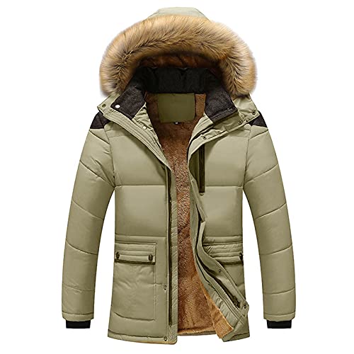 Lomelomme Wintermantel Herren Winterjacke Warme Lang Gefütterte Parka Mit Kunstfell Kapuze Outdoor Winterjacke Warme Parka Wasserdicht Skijacke Funktionsjacke von Lomelomme