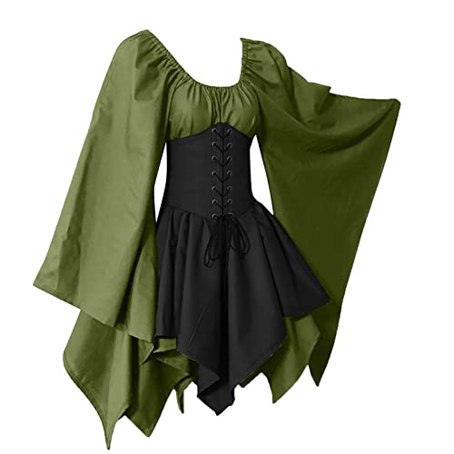 Mittelalter Rock Damen Korsett Kurzarm Rapunzel Kleiderschürze Renaissance Türkische Cocktailkleid Ballkleid Lang Rokoko Piratenkostüm Tunika Mittelalterkleidungdamen von Lomelomme