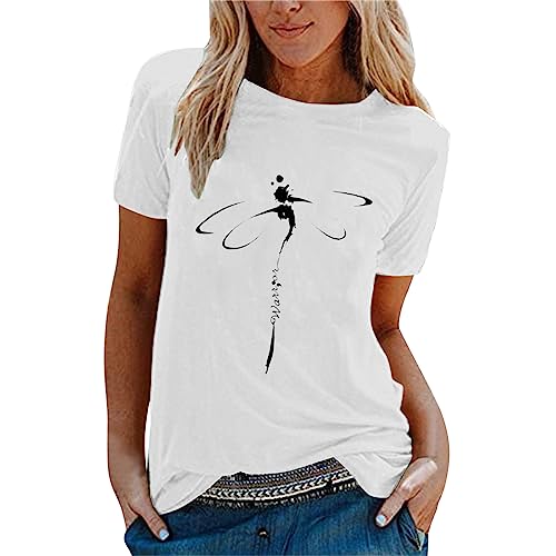 Sale Oberteile Damen Sommer - Damen Kurzarm Oberteil 3D Katze Drucken T-Shirt Lässig Pullover Rundhals Basic Sommerbluse Lose Herbst Sweatshirt Tops von Lomelomme