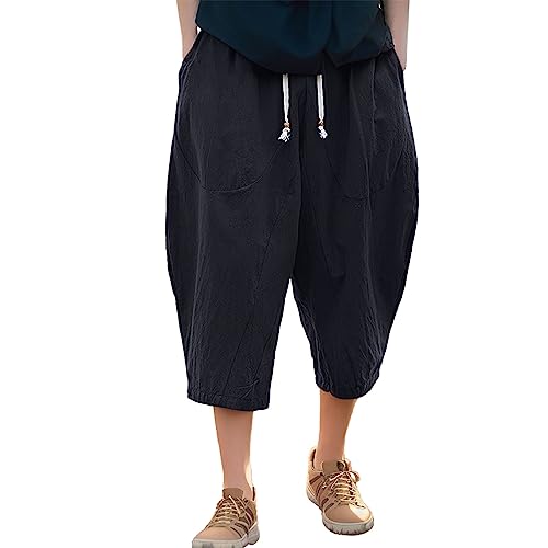 Sommerhose Herren Leicht - Herren Leinenhose Leichte Slim Fit Weiße Hippie Freizeithose Leinenhose Sommerhose 4XL Luftige Sommerhosen Hosen Mittelalter Chino Baumwollhose Kleidung Stoffhose von Lomelomme