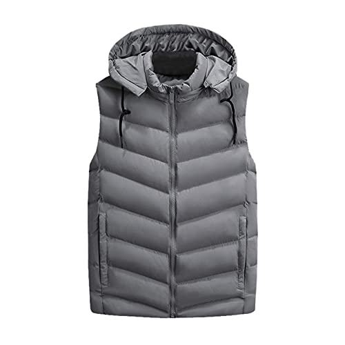 Steppweste Herren Weste Outdoor Herbst Winter Leicht mit Kapuze Funktionelle Winterweste Reißverschluss Wärme Freizeit Slim Fit Weste Ärmellose Sportweste von Lomelomme