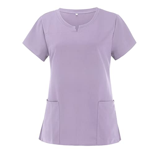 T Shirt Damen V Ausschnitt - Berufsbekleidung Pflege Damen Mit Taschen Druck Pflege Katze T-Shirts Tshirt Schlupfhemd Rot Drucken Krankenpflegeuniform T Shirt Katzen Weiss Uniform Pullover Dress von Lomelomme