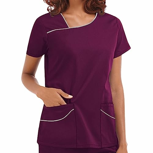 V Ausschnitt Berufsbekleidung Pflege Damen Arbeitskleidung Mit Taschen Krankenpfleger Uniform Druck Kasackdamenpflegegünstig Krankenpflegeuniform Kleidung Einfarbig Rot Arbeitsuniform Pullover Dress von Lomelomme