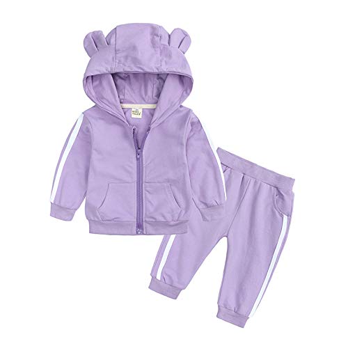 Jungen Taufanzug Mädchen Jungen Bär Infant Baby Ohr Outings mit Reißverschluss Kapuzenpulli + Hosen Jungen Outfits & Set Weißes T Shirt Kinder fur 3-24M von Lomhmn