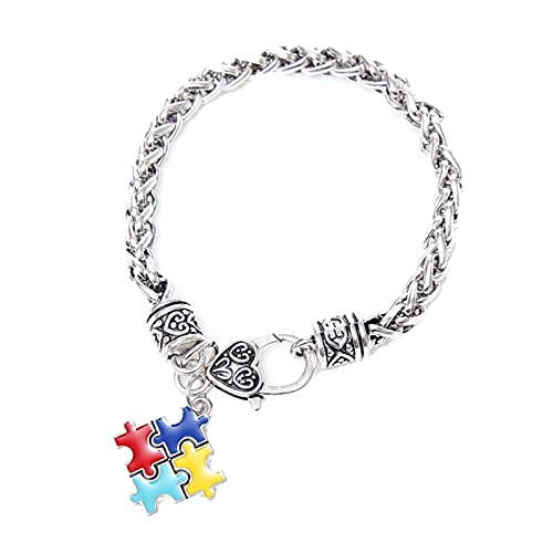 Lomhmn Valentinstag Ohrringe Puzzle Emaille Armband Bewusstsein Charme Puzzle Bunte Kleine Armbänder Titan Taucheruhr (Blau, Einheitsgröße) von Lomhmn