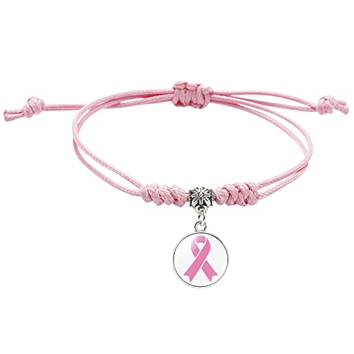 Ohrringe für Hochzeit Braut Rosa Schleife Diamant Knoten Armband Brustkrebs Bewusstsein Handgemachtes Armband für Frauen Brustkrebs Bewusstsein Armbänder Geschenke für Frauen Mädchen Nagel von Lomhmn