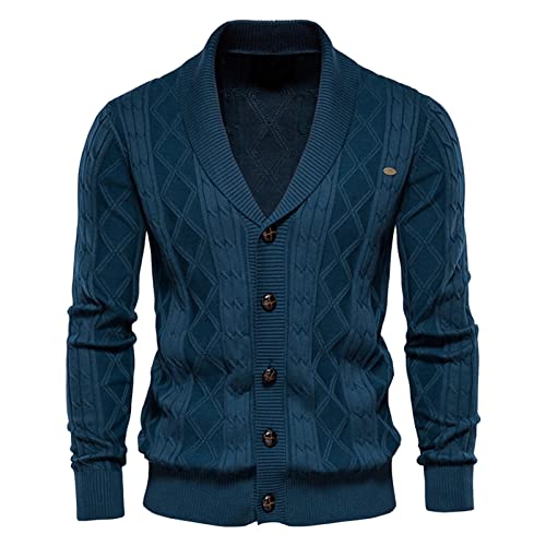 Strickjacke Muster Herren Herrenmode große solide lässige Wärme Strickjacke (Navy, XL) von Lomhmn