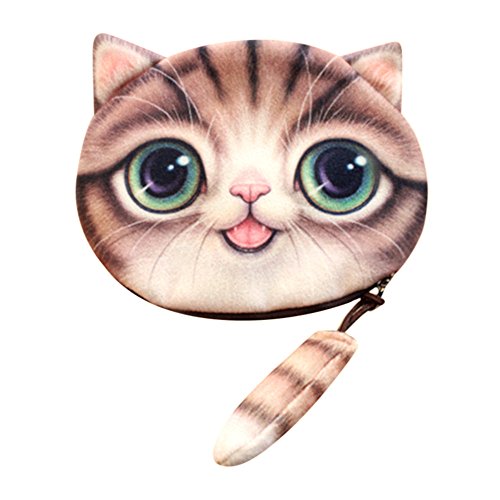 Threads Geldbörse Drucken Niedlich Frauen Plüsch 3D Katze Tasche Ändern Geldbörse Mädchen Geldbörse Schwanz Geldbörse Tasche Bulk Leder Brieftaschen (Braun, Einheitsgröße) von Lomhmn