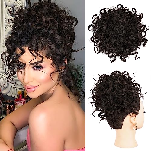 Lommel Unordentlicher Dutt für Damen, 70 g, elastische Kordel, lockiges lockiges Haar, synthetische Haarverlängerung für den täglichen Gebrauch (Dunkelbraun) von Lommel