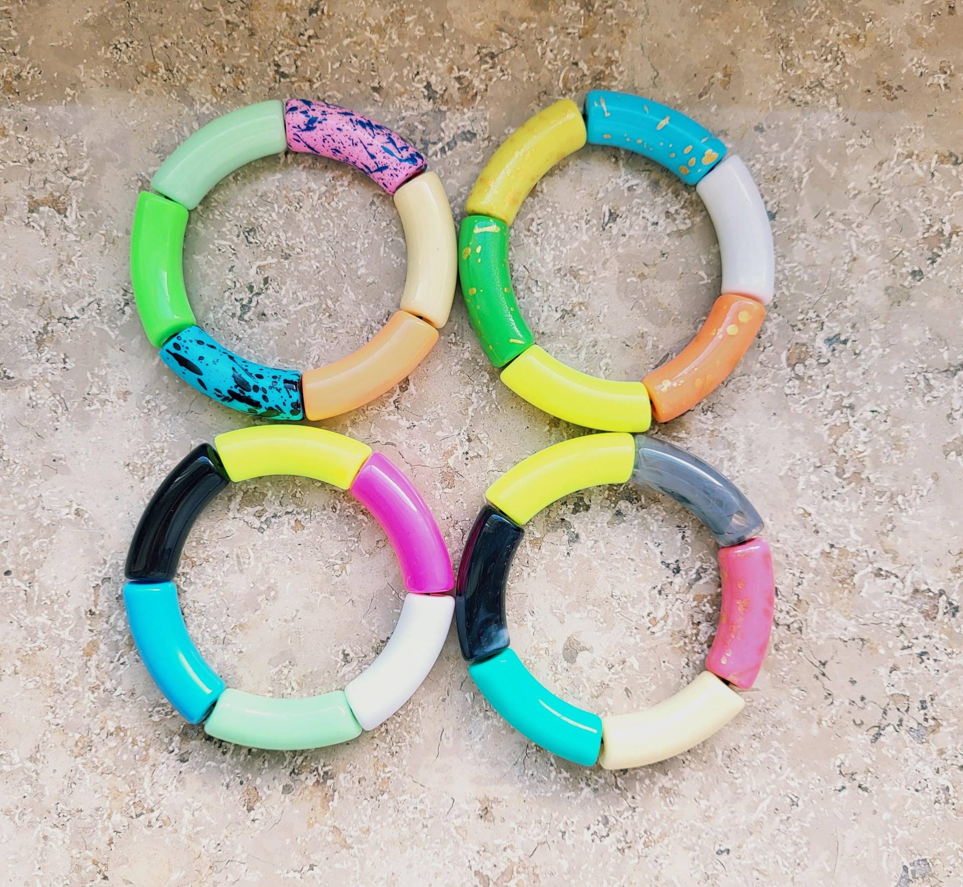 Armband, Armreifen Acrylrohr Perlen, Statementarmband Acrylperlen Armband, Armreifen Acrylrohr Perlen, Statementarmband Acrylperlen von Lomolove2020