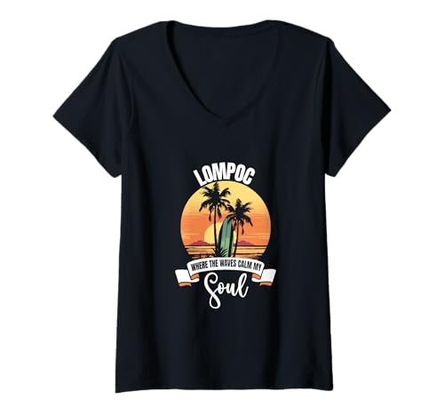 Damen Wellen - Lompoc T-Shirt mit V-Ausschnitt Damen Wellen - Lompoc T-Shirt mit V-Ausschnitt von Lompoc in California Designs